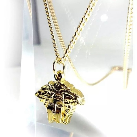 PREMIUM LABEL Medusa Tears Pedant Luxury Gold 14k Plaquette Charm Necklace - Picture 2 of 7